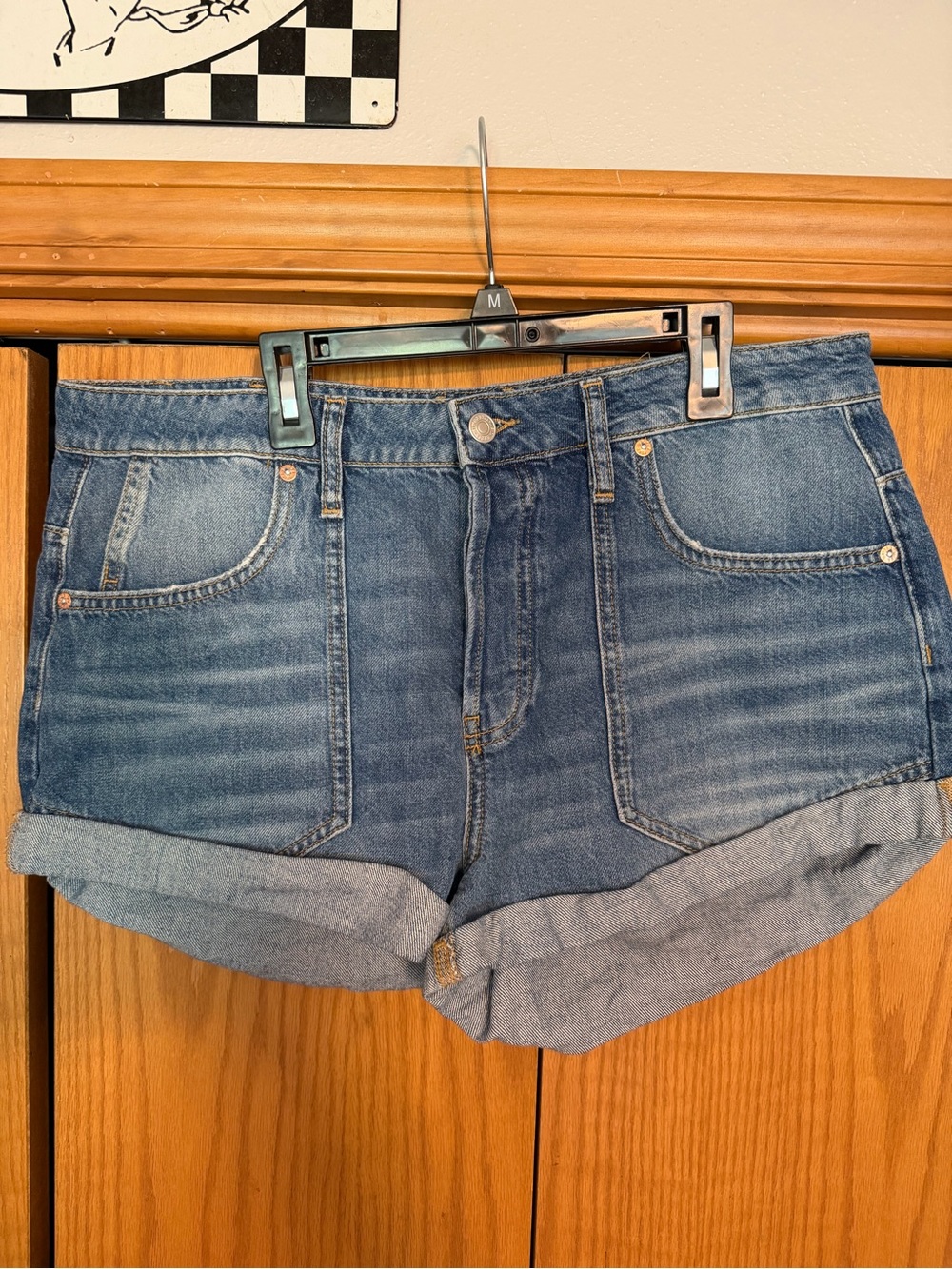 We The Free Blue Rolled-Hem Denim Shorts